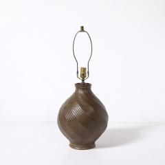 Mid Century Modernist Spiral Grooved Table Lamp in Burnt Umber Ceramic - 4162123
