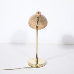 Mid Century Modernist Striated Resin Shade Articulating Table Lamp w Brass Base - 3523578