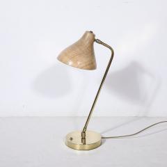 Mid Century Modernist Striated Resin Shade Articulating Table Lamp w Brass Base - 3523589