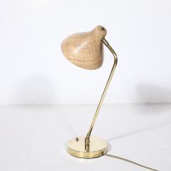 Mid Century Modernist Striated Resin Shade Articulating Table Lamp w Brass Base - 3523590