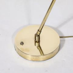 Mid Century Modernist Striated Resin Shade Articulating Table Lamp w Brass Base - 3523595