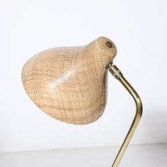 Mid Century Modernist Striated Resin Shade Articulating Table Lamp w Brass Base - 3523629