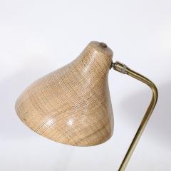 Mid Century Modernist Striated Resin Shade Articulating Table Lamp w Brass Base - 3523780