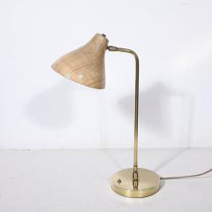 Mid Century Modernist Striated Resin Shade Articulating Table Lamp w Brass Base - 3523784