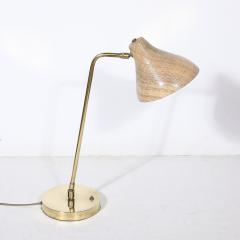 Mid Century Modernist Striated Resin Shade Articulating Table Lamp w Brass Base - 3523899