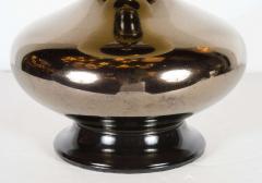Mid Century Modernist Stylized Hourglass Form Table Lamp in Bronze Ceramic - 1484645