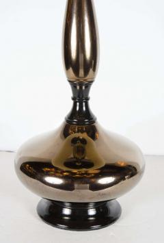 Mid Century Modernist Stylized Hourglass Form Table Lamp in Bronze Ceramic - 1484647