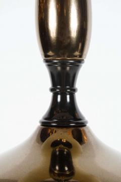 Mid Century Modernist Stylized Hourglass Form Table Lamp in Bronze Ceramic - 1484648