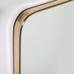 Mid Century Modernist Tapered Rectangular Brass Wrapped Mirror - 3523991