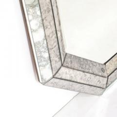 Mid Century Modernist Tessellated Octagonal Smoked Antiqued Mirror Border - 3925883