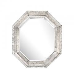Mid Century Modernist Tessellated Octagonal Smoked Antiqued Mirror Border - 3925884