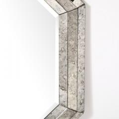 Mid Century Modernist Tessellated Octagonal Smoked Antiqued Mirror Border - 3925885