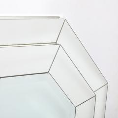 Mid Century Modernist Three tier Octagonal Paneled Mirror w Beveled Detailing - 3600136