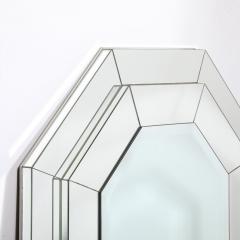 Mid Century Modernist Three tier Octagonal Paneled Mirror w Beveled Detailing - 3600137