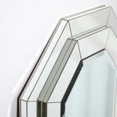 Mid Century Modernist Three tier Octagonal Paneled Mirror w Beveled Detailing - 3600196