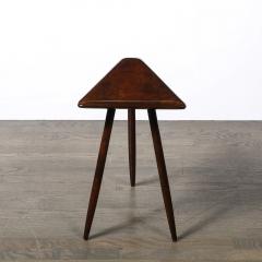 Mid Century Modernist Triangular Side Table with Tapered Supports signed Cushman - 4465785