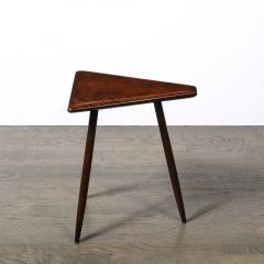 Mid Century Modernist Triangular Side Table with Tapered Supports signed Cushman - 4465787