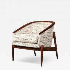 Mid Century Modernist Tub Back Club Chair w Walnut Tapered Sculptural Supports - 4515479