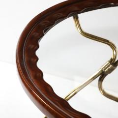 Mid Century Modernist Two Tier Walnut Polished Brass Glass Serving Cart - 4142487
