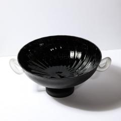 Mid Century Modernist Urn Form Centerpiece Bowl in Black White Scavo Glass - 3801647