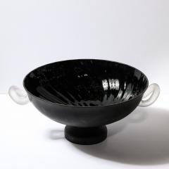 Mid Century Modernist Urn Form Centerpiece Bowl in Black White Scavo Glass - 3801696