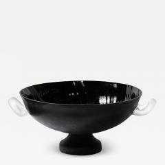 Mid Century Modernist Urn Form Centerpiece Bowl in Black White Scavo Glass - 3805104