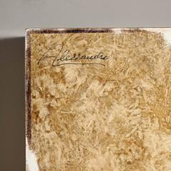 Mid Century Modernist Vellum Hued Textural Box Signed Allessandro  - 3899112