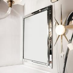 Mid Century Modernist Venetian Glass Mirror W Raised Scalloped Border Beveled - 4162172