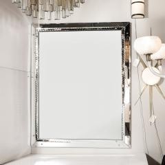 Mid Century Modernist Venetian Glass Mirror W Raised Scalloped Border Beveled - 4162174