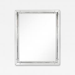 Mid Century Modernist Venetian Glass Mirror W Raised Scalloped Border Beveled - 4164732