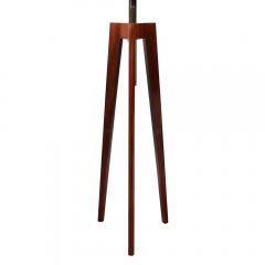 Mid Century Modernist Walnut Tripod Base Floor Lamp with Custom Shade - 3751845