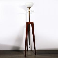 Mid Century Modernist Walnut Tripod Base Floor Lamp with Custom Shade - 3751847