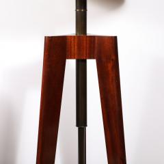 Mid Century Modernist Walnut Tripod Base Floor Lamp with Custom Shade - 3751879