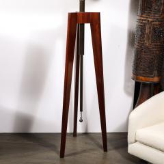 Mid Century Modernist Walnut Tripod Base Floor Lamp with Custom Shade - 3751890