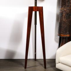 Mid Century Modernist Walnut Tripod Base Floor Lamp with Custom Shade - 3751897