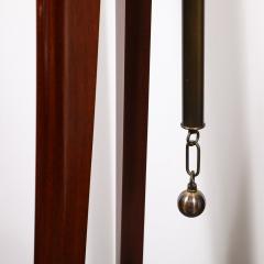 Mid Century Modernist Walnut Tripod Base Floor Lamp with Custom Shade - 3751942