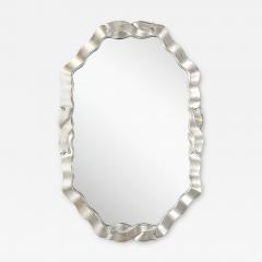 Mid Century Modernist White Giltwood Ribbon Mirror - 4515477