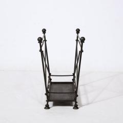 Mid Century Modernist Wrought Iron Rope Motif Magazine Stand - 3442982