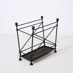 Mid Century Modernist Wrought Iron Rope Motif Magazine Stand - 3442997