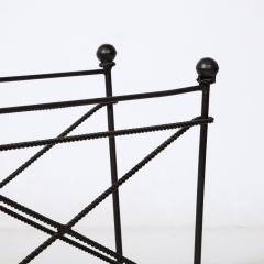 Mid Century Modernist Wrought Iron Rope Motif Magazine Stand - 3443123