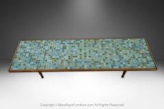 Mid Century Mosaic Tile Top Low Coffee Table - 4293086