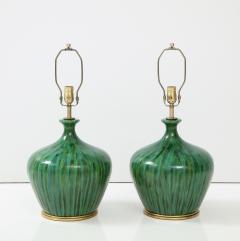 Mid Century Mottled Green Lamps - 2715327