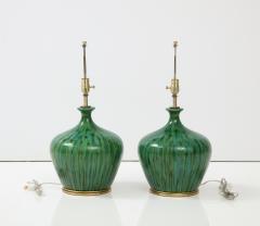 Mid Century Mottled Green Lamps - 2715330