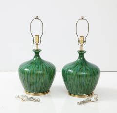 Mid Century Mottled Green Lamps - 2715331
