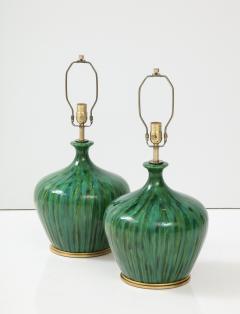 Mid Century Mottled Green Lamps - 2715333
