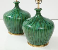 Mid Century Mottled Green Lamps - 2715335