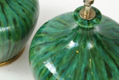 Mid Century Mottled Green Lamps - 2715336