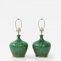 Mid Century Mottled Green Lamps - 2721126