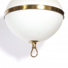 Mid Century Murano Glass Brass Banded Detailed Pendant Chandelier - 4792471