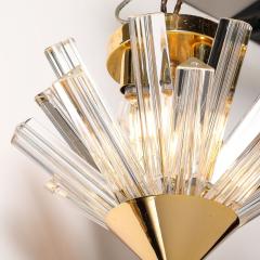 Mid Century Murano Glass Triedri Brass Sputnik Flushmount Chandelier - 3751706